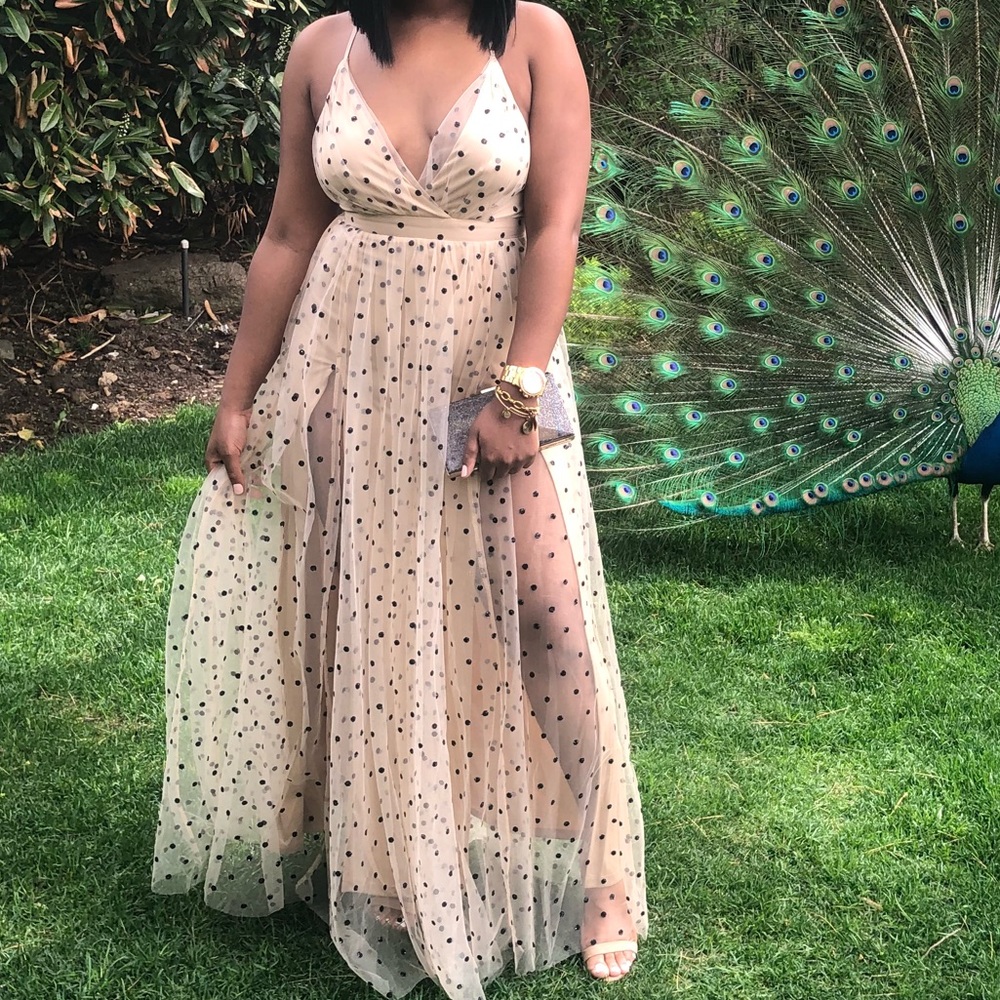 Nude Tulle Maxi Dress